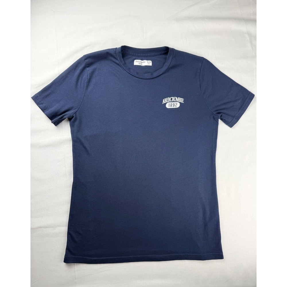 Abercrombie Kids Boys Navy Blue Graphic T-Shirt Logo Size 15/16 Short Sleeve